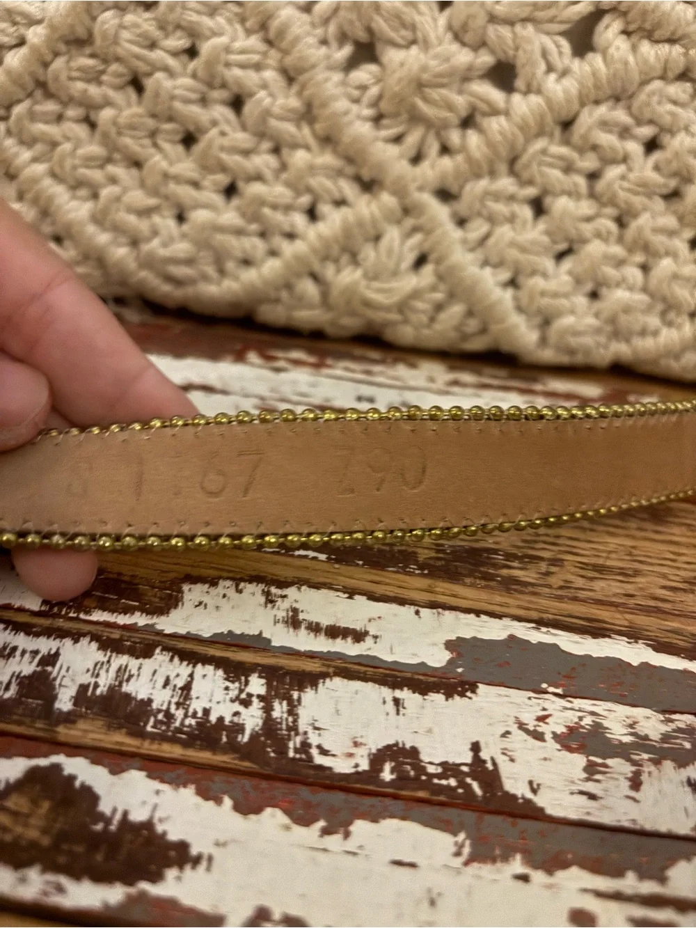 Gold Braided Chain Belt with Leather Trim - Designer Style Xs